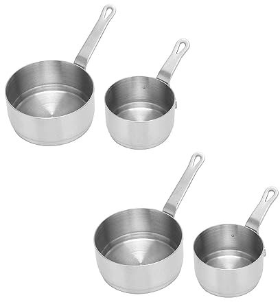 4 PCS Mini Stainless Steel Condiment Sauce Cups, Mini Saucepan Sauce Pot with Handle Condiment Juice Sauce Container Butter Melting Pot for Banquet Outdoor Picnic