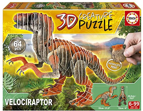 Educa Velociraptor 3D Creature Puzz, Assorted Color (19382)