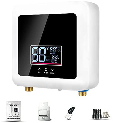Daoco Calentador de Agua instantáneo 7500W Mini Calentador de Agua eléctrico sin Tanque Soporte de Pantalla LED montado en la Pared Modo de termostato/Ajuste de Potencia para el hogar Cocina Baño