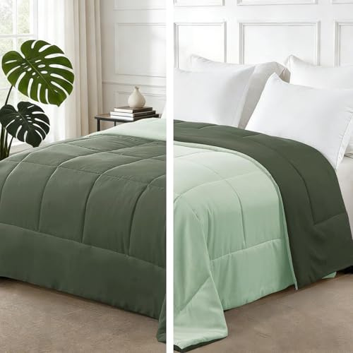Exclusivo Mezcla Edredón para Cama 80, Edredón Nórdico Suave, Reversible y Transpirable, 220 gr/m² en Microfibra, Adecuado para Verano, Esmeraldas/Verde Menta (135 x 200 cm)