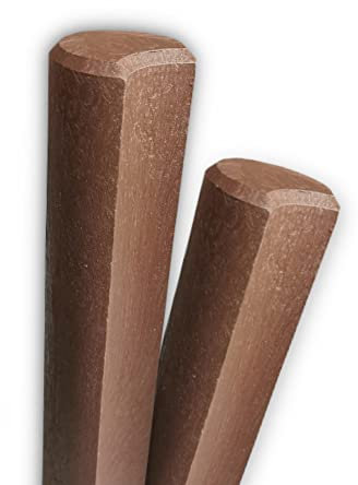 Hohlkehl Palisaden aus Kunststoff, Gartenpalisaden mit 80cm Höhe, braun (4 Stück)