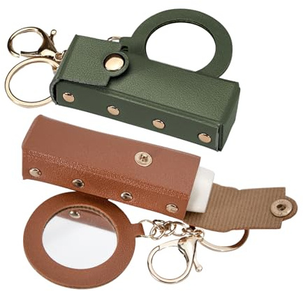 LELE LIFE Confezione da 2 porta rossetto con specchio, custodia in pelle per rossetto, porta balsamo per labbra, borsa organizer portatile con clip per viaggi, Verde e marrone, Moderno