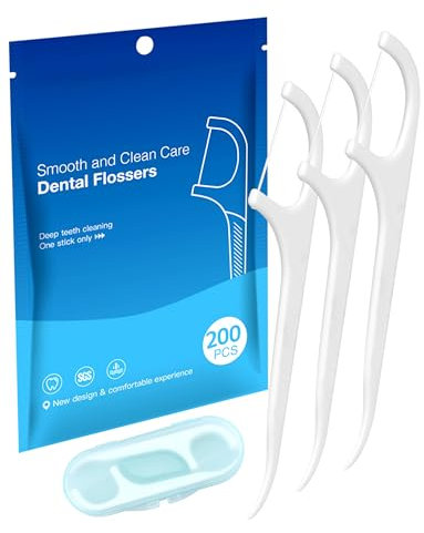 200+10 Zahnseide Stick 3X Zahnreinigung Dental Floss Zahnseide mit Zahnstocher Zahnseide Sticks für Backenzähne Einfach Zahnreinigen Zahnseidesticks für engen Zahnzwischenräume - Mit tragbarem Etui