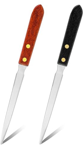 2pcs Letter Openers, Multipurpose Stainless Steel Envelope Sword Slitter with Wooden Handle Lightweight Mail Paper Cutting Knife Tool Supplies for Office Home School Classroom Work Uses