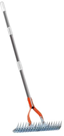 Sghtil Rastrello di paglia in metallo, rastrello da giardino per il giardinaggio | Coltivatore multiuso in acciaio inossidabile Rastrello a mano da giardino | Coltivatore di barre Ergonomico
