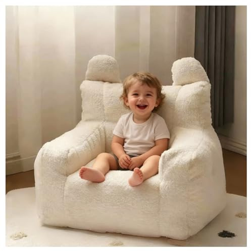 LHOHSRV Fauteuil Pouf pour Enfant | Siège au Sol Léger en Polaire Douce avec Garnissage Inclus | Housse Amovible et Lavable | Chaise Confortable pour Chambre ou Salle de Jeux (Beige,50 * 50 * 45cm)