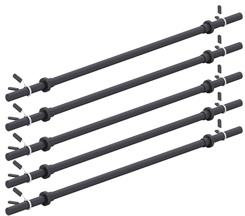 GORILLA SPORTS® Aérobic Haltères longues - 130 cm, individuel/ensemble, avec/sans poids, 30 mm, avec fermoirs à ressort, en plastique, noir, barre d'haltères pour fitness, musculation