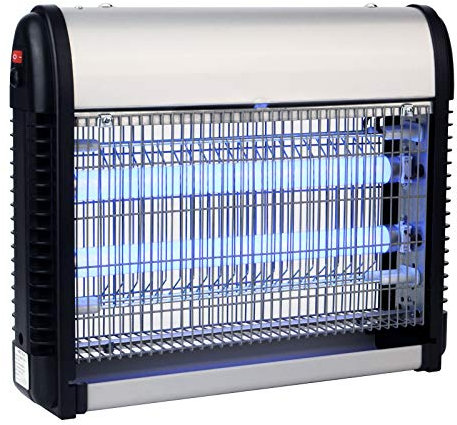 SIMON - Mata Moscas y Mosquitos Eléctrico, Lámpara Antimosquitos para Interior, Mata Moscas Electrónico, Ilumina y Mata Insectos, Cobertura de 80-100m², Luz LED 2x6,5 W, Color Negro