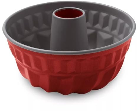 Guardini, Stampo budino con cono Ø 23 cm, Acciaio con rivestimento antiaderente, Rosso e Grigio, Made in Italy, Linea Rossana