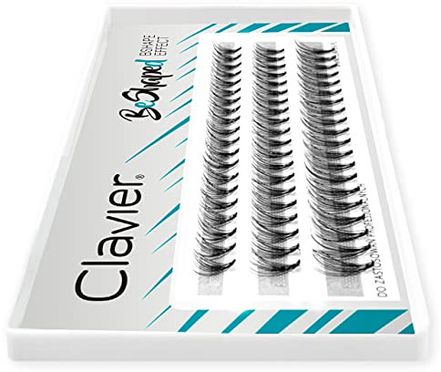Clavier Künstliche Wimpern in Büscheln B-Curl | 10 Wimpern in einem Büschel | Verschiedene Längen von 6 bis 14 mm | Natürlich aussehend, für einen mehrdimensionalen Effekt (8-10-12 mm)