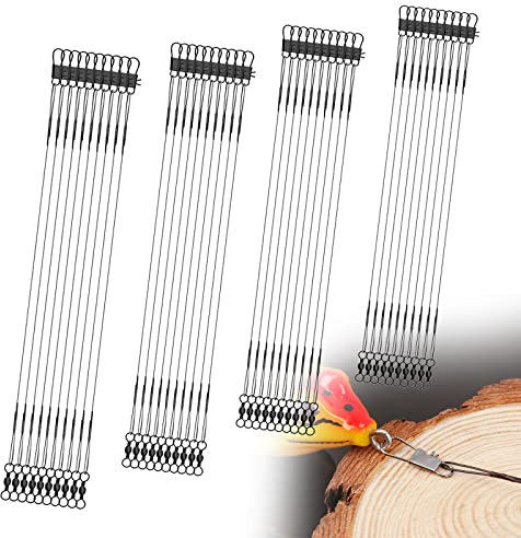 ZoeTekway 40 Stück Angelvorfächer, Anti-Biss-, Anti-Winding-Edelstahlvorfächer, mit Wirbeln für Salzwasser und Süßwasser, Zubehör für das Meeresangeln