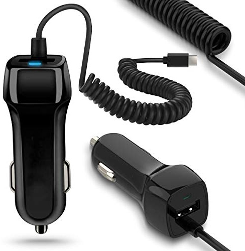 KFZ Auto Ladekabel kompatibel mit Google Pixel 10 9a 9 8a 8 7a 7 6 Pro/Pro XL/Fold Kabel USB-C Ladegerät 12V - 24V Lade Gerät 3,1A 15W Dual Ladeadapter, Farbe:Schwarz