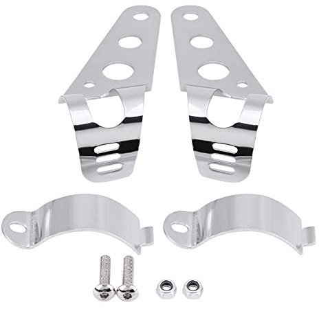 KIMISS Support de Montage de Phare de Fourche, 35-43mm Kit de Serrage de Tube de Fourche de Support de Montage de Phare de Moto pour Chopper Cafe Racer(Chrome)