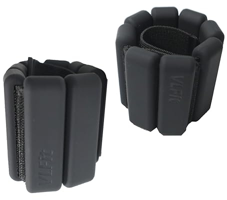 VLFit 2 Pesas de muñeca Ajustables – Juego de 2 Pesas de muñeca y Tobillo portátiles duraderas para Yoga, Danza, Barra, Pilates, Cardio, aeróbic, Andar Set de 1 Kilos - 500 gr Cada Pulsera