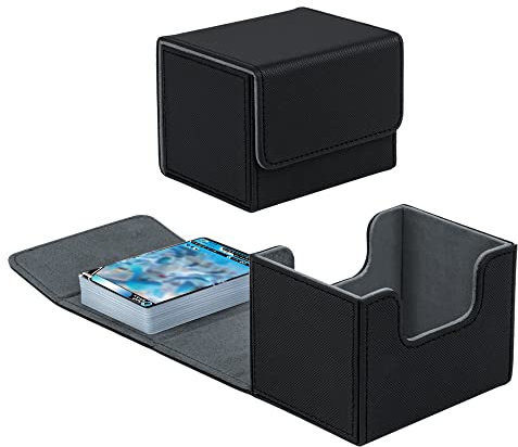 Tolesum Card Deck Box for MTG, Gathering Kartenbox für 100+ Karten, PU Leder Starkes Magnetic Sammelkarten Box Kompatibel Magic Commander TCG Karten (Horizontal-Schwarz)