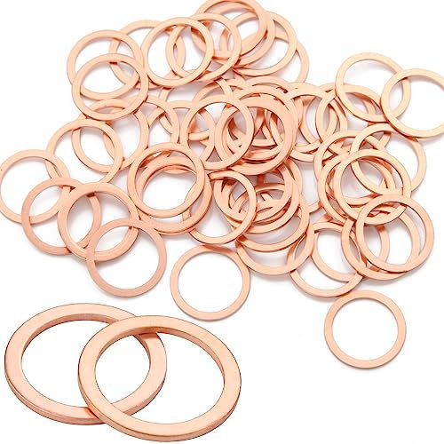 Kupferdichtringe Unterlegscheiben 40 Stück M12*18 * 1.5 Kupfer Dichtungsringe Set Beilagscheiben Flache ölablassschraube Dichtung für Schrauben,Automobile,Schiffe, Generatoren,Maschinen,Geräte