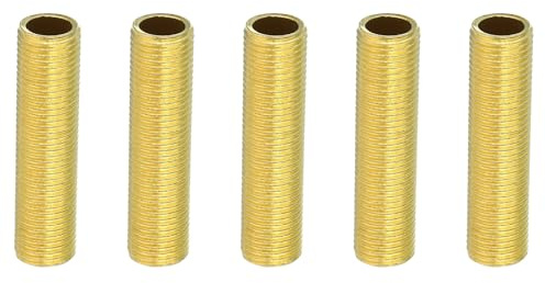 PATIKIL M10 Fine Thread Brass Lamp Pipe Nipple for Lamp Lights | 40mm,5Pcs,Hollow Tube Adapter Coupler Connector Pipe Fitting Hardware DIY Repair Part