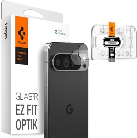 Spigen Glas.tR EZ Fit Optik Protezione Fotocamera compatibile con Google Pixel 9 Pro, 2 Pezzi, Cristallino, Installazione Facile, Resistente ai Graffi, Durezza 9H Pellicola prottetiva