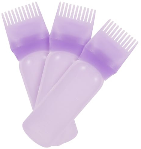 COLLBATH Lot de 3 Flacons Applicateurs Peigne à Racines Violet, 150ml, Bouteille Compressible pour Coloration et Huile Capillaire, Usage Professionnel et Personnel en Salon de Coiffure