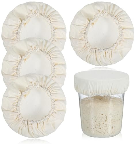 4PCS Sourdough Jar Covers, 3.54 inch Reusable Breathable Sourdough Proofing Cover for Proofing, Suitable for Starter Container Wide Mouth Baking Supplies