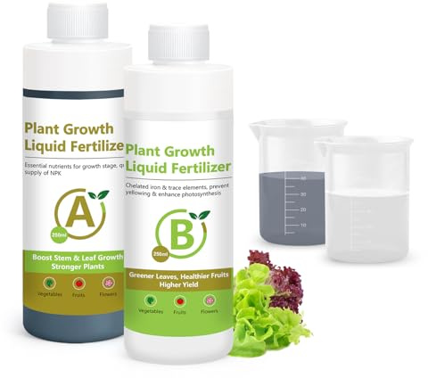 Yewhick Hydroponic Nutrient Bundle Base A&B, Professional Liquid Fertilizer for Healthy Vegetative & Blooming Plants, Ideal for Hydroponic Systems, 2 * 8oz Bottles