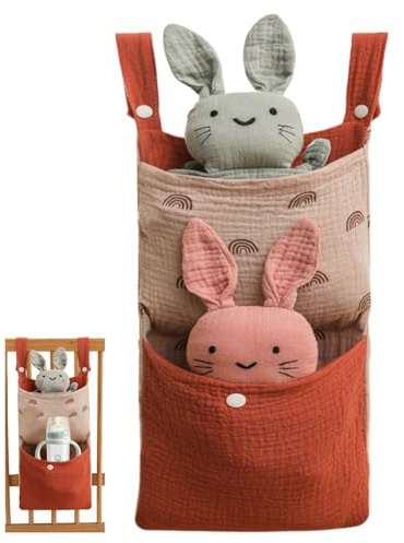 JEXOWIQ Borsa Appendere per Lettino, Borsa Portaoggetti Letto, Organizer per Cameretta dei Bambini, Tasche Portaoggetti Letto, per Letto Usato per Riporre Vestiti Pannolini Giocattoli