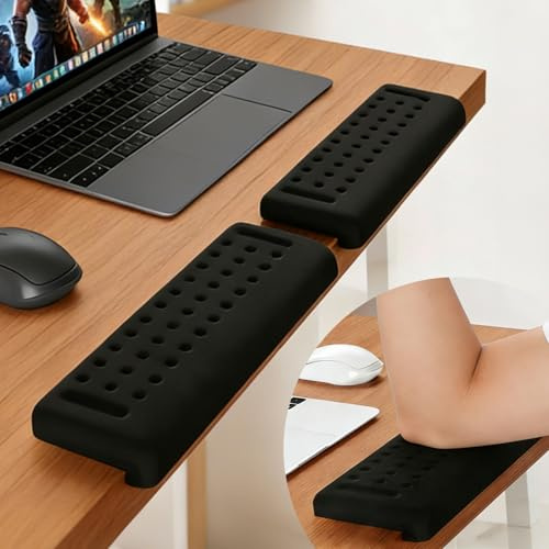 2 Piezas Reposamuñecas Teclado en Forma de L, Reposamuñecas Ergonómico de Espuma Viscoelástica, Reposa Muñecas para Teclado y Ratón, para Oficina Gaming Trabajo
