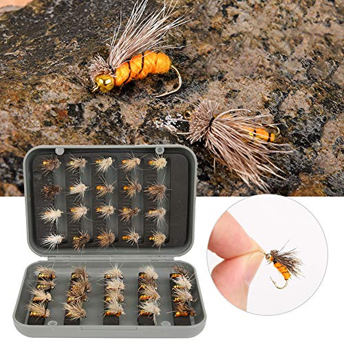 HEEPDD Mosche Tenkara, Set di Mosche Finite Legate a Mano da 40 Pezzi, Kebari in Acciaio Ad Alto Tenore di Carbonio con Scatola in ABS, Esche da Pesca a Mosca Secca per Pescatori di Trote di