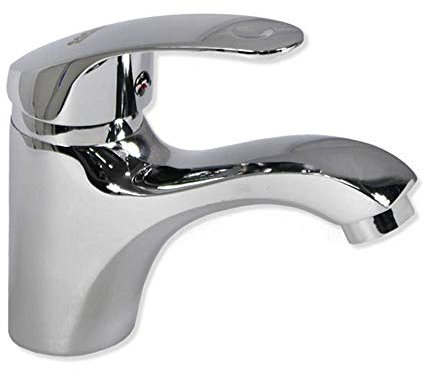 Vetrineinrete® Rubinetto per lavabo miscelatore monoleva regolabile acqua calda e fredda monocomando monoforo da bagno in ottone cromato 52328 F23