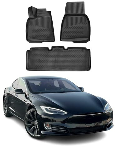 OMAC Tapis de Sol Compatible avec Tesla Model S 2014-2020 en Caoutchouc Noir