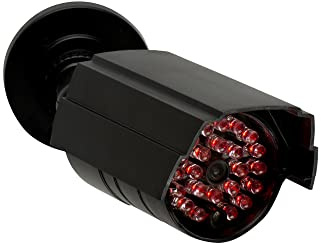 SABRE Fake Security Camera With Night Sensor, IP44 Rated Weather Resistant, LED Lights Automatically Turn On When Dark, Realistic Design Deters Intruders, Battery Operated, Fake Dummy Camera, Black