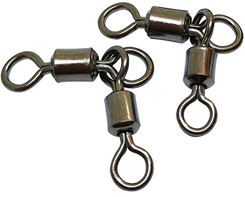 unclesportinfof 50PCS 3 Way Swivels Fishing,Heavy Duty Crane Swivel Fishing Slid 3-Way T Turn Swivel for Typing Double Drop Rigs for Fresh and Saltwater (2/0x1/0#-Length/Rated:1.06/110LB)