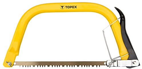 TOPEX Holz Bügelsäge 30cm inklusive 2 Sägeblatter für nassen Holz und frische Äste Länge: 300 mm | Schneller Wechsel des Sägeblatts, aus Stahl