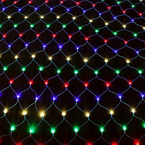 Hengmei 3 x 2, LED-ljusnät, 320 lysdioder, ljusslinga, gardin, ljusnät, belysning, dekoration, jul, för inomhus- och utomhusbruk, halloween, bröllop, fest – RGB