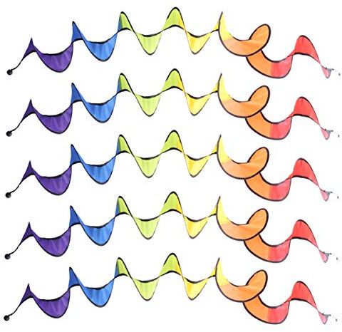 Amosfun 5pcs Rainbow Wind Spinners Rainbow Wind Twisters Garden Outdoor Lawn Decoration Colorful