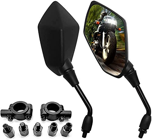 Moto Specchietto Retrovisore Universale,Moto Specchio Posteriore with 10mm Bolt 7/8 Handlebar Clampper per Street Bike Sport Bike Scooter Cruiser