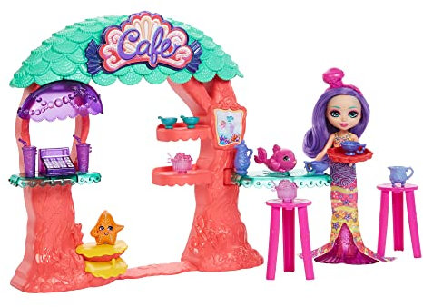 Enchantimals HCF86 - Royal Unterwasser-Café (ca. 22 cm), +15 Teile, mit Meerjungfrauenpuppe Martina Mermaid, 2 Tierfreunden sowie Zubehörteilen, tolles Geschenk für Kinder ab 3 Jahren