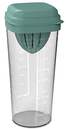 Rotho 1043205092 Loft Shaker con diversi accessori e scala, plastica per uso alimentare (PP), senza BPA, turchese/trasparente, 1 l