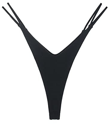 SAKVILSEC Cotton G String Thongs For Women Sexy Seamless Low Waist Panties High Slit Soft Underwear(XS, Black)