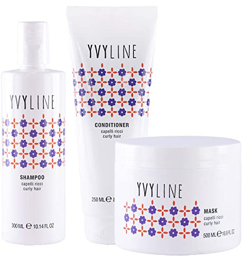 YVYLINE KIT per Capelli Ricci - Shampoo Curly Girl Method + Conditioner balsamo + Maschera| Super-idratante per ricci definiti e leggeri | Set 3 pezzi
