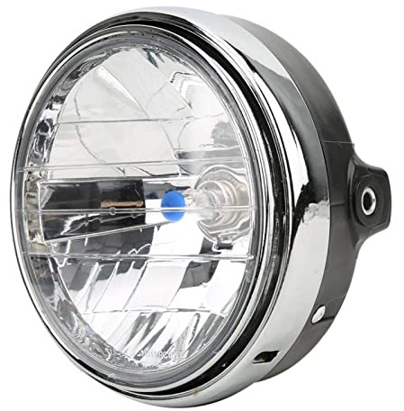 Faro Delantero Retro para Motocicleta, Faro Delantero Redondo, Compatible con CB400/Hornet 250/VTEC(Vidrio blanco)