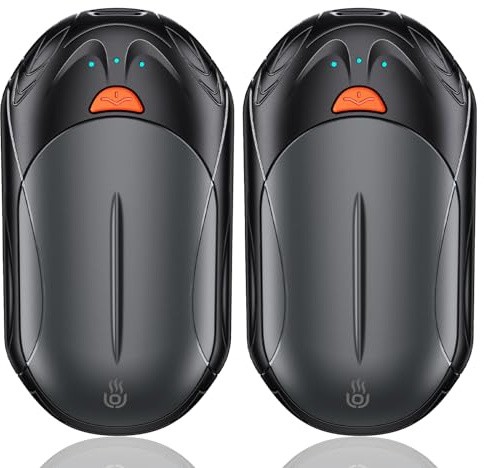 OUTJUT 2 Pack Uppladdningsbar Handvärmare 6000mAh Bärbar Fickvärmare 3 Värmelägen USB Elektrisk Delad Uppladdningsbar Handvärmare Lämplig för Utomhussporter, Camping, för Renopatienter