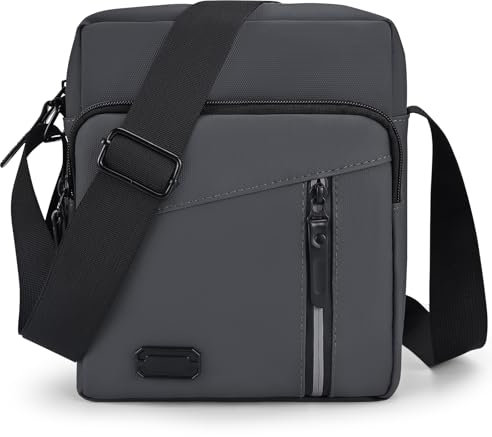 Tuaeccki Umhängetasche Herren Schultertasche Messenger Bag Wasserdichte Herrentasche zum Umhängen Crossbody Bag Arbeitstasche für Alltag und Reisen, Grau