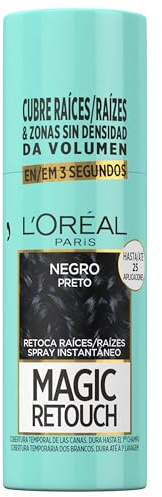 L'Oréal Paris Spray Retoca Raíces Instantáneo, Para Hombre y Mujer, Magic Retouch, Tono: Negro (Noir), 75 ml