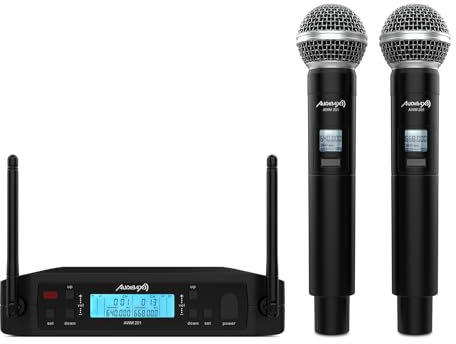 Audibax AWM 201 Sistema Inalámbrico Micrófono de Mano de 2 Canales UHF