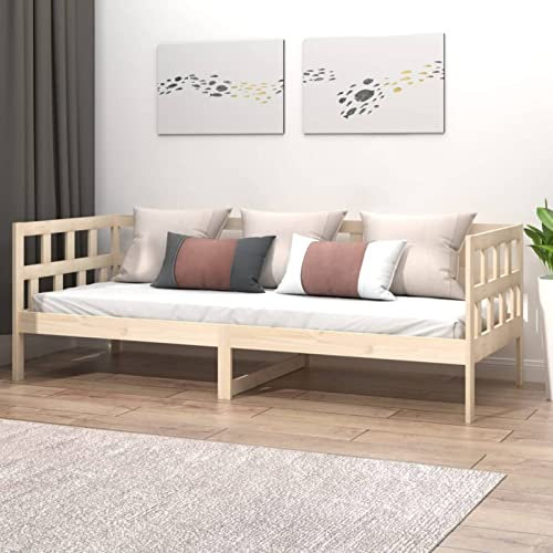 LAPOOH Dagssäng, massiv trätall 90 x 200 cm, dagbädd, gästsängram, platsbesparande dagbädd, gästbädd-820207
