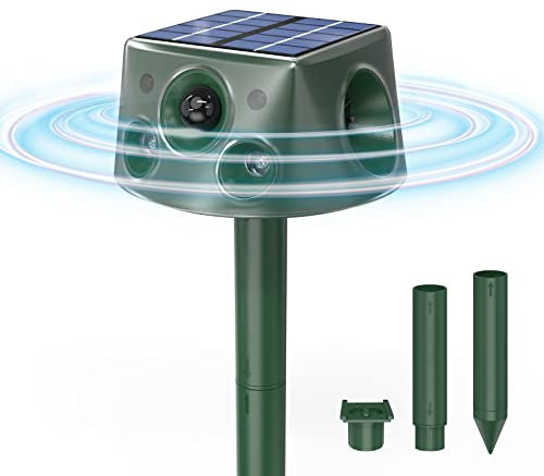 Katzenschreck für Garten, Katzenschreck Ultraschall mit Infrarotsensor, Alarmton, Blinklicht, Simulierte Erdbebenwellen, Tiervertreiber, Katzenabwehr, Marderschreck, Hundeschreck, Wetterfest, Solar