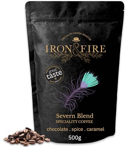 Severn Blend Specialty Coffee 500g Whole Beans - Award-Winning Medium Roast with Full-Bodied, Chocolate, Spice & Caramel Notes | Perfect for Cafetière, Espresso, & Moka Pot Brewing - IRON & FIRE