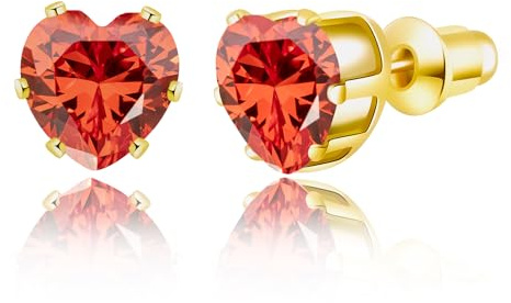 MIUSISHIYU 8mm Heart CZ January Birthstone Stud Earrings