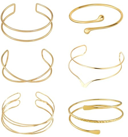 MLPKOI 6 Pezzi Bracciale Donna Oro, Braccio Superiore Braccio Regolabile Turbolenza Boho Bracciale Avvolgente per in Gioielli da Donna per Le Donne